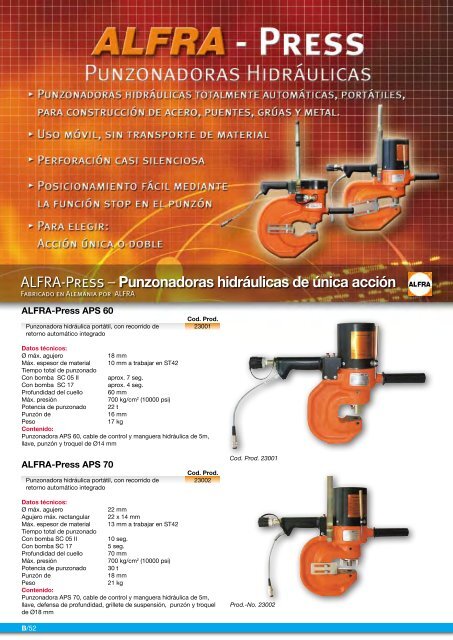 ALFRA-Press – Punzonadoras hidráulicas de única acción - Virma