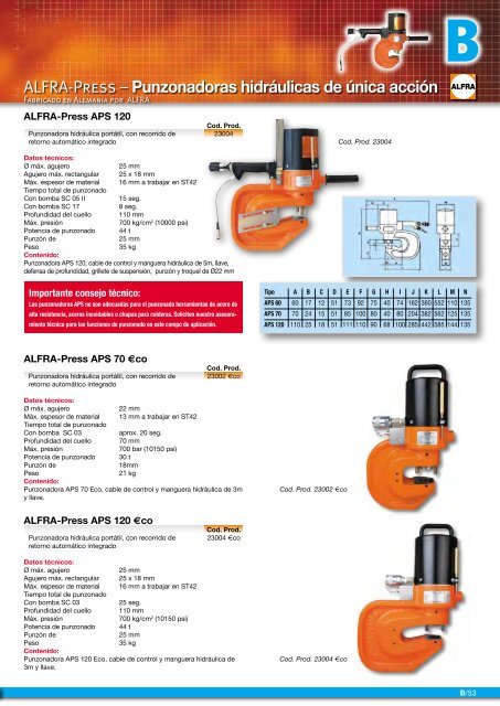 ALFRA-Press – Punzonadoras hidráulicas de única acción - Virma
