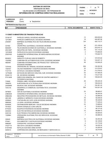 información de compras directas realizadas - Ministerio de Finanzas ...