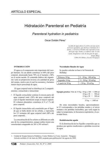 Hidratación Parenteral en Pediatría - SciELO