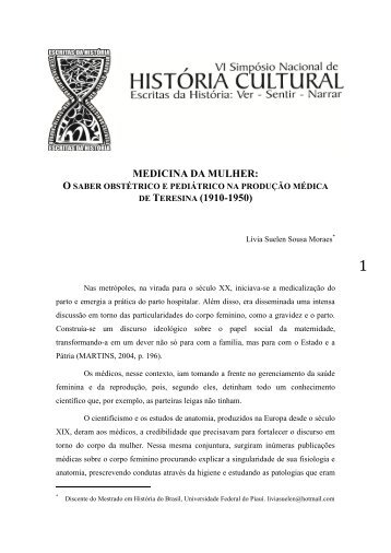 medicina da mulher - GT Nacional de História Cultural