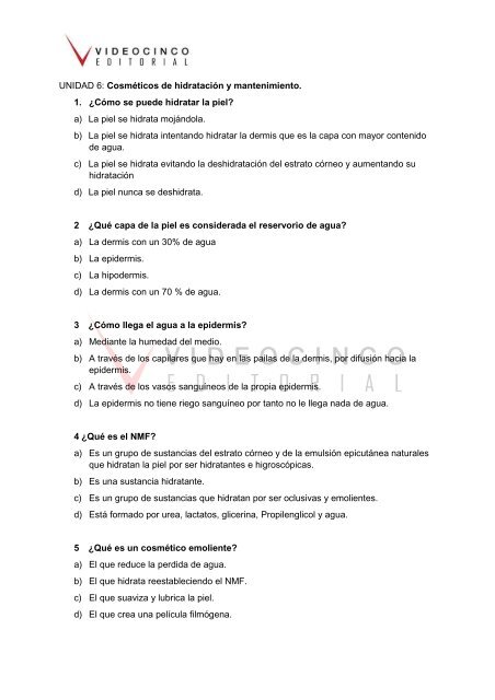 UNIDAD 6: Cosméticos de hidratación y mantenimiento. 1. ¿Cómo ...