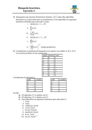 Búsqueda heurística. Ejercicio 3.