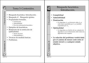 Tema 3: Contenidos. Búsqueda heurística. Introducción. - dccia