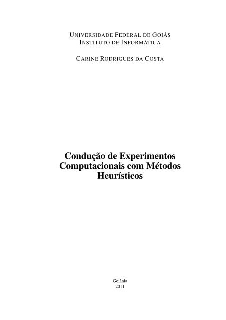 Condução de Experimentos Computacionais com Métodos ...