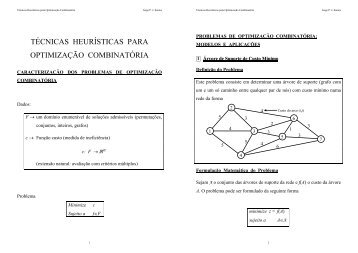 TÉCNICAS HEURÍSTICAS PARA OPTIMIZAÇÃO COMBINATÓRIA