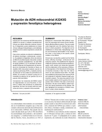 Mutación de ADN mitocondrial A3243G y expresión ... - Edumed IMSS