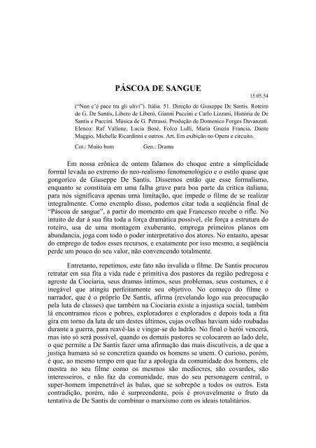 CRÍTICA DE CINEMA EM O TEMPO – 1954 - Bresser Pereira