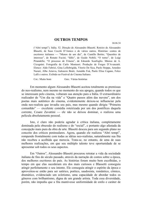 CRÍTICA DE CINEMA EM O TEMPO – 1954 - Bresser Pereira