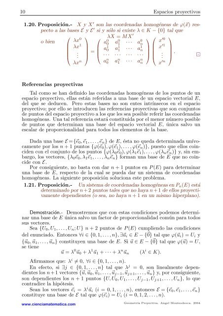 Geometría proyectiva - Cónicas y Cuádricas - Ciencia Matemática