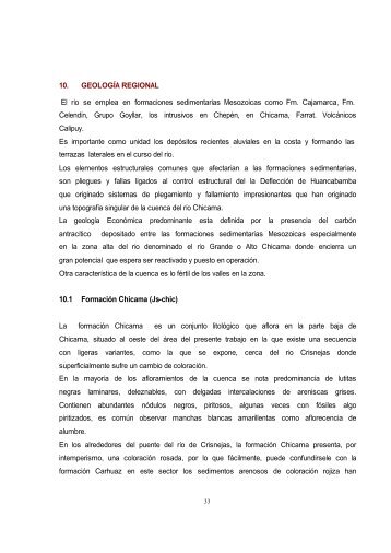 10. GEOLOGÍA REGIONAL El río se emplea en formaciones ...