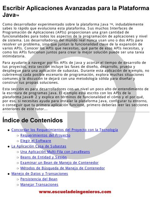 Escribir Aplicaciones Avanzadas para la Plataforma Java (TM)
