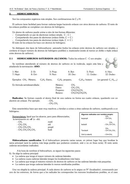 Formulación 2: QUÍMICA ORGÁNICA - IES Al-Ándalus