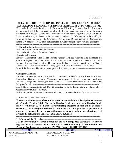 consejo técnico - Repositorio de la Facultad de Filosofía y Letras ...