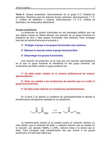 Grupos protectores - Grupo de Sintesis Organica Universidad Jaume I