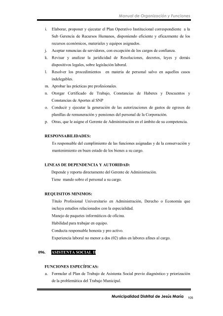 manual de organización y funciones - Municipalidad de Jesús María