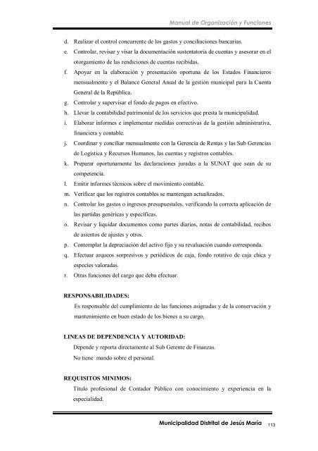 manual de organización y funciones - Municipalidad de Jesús María