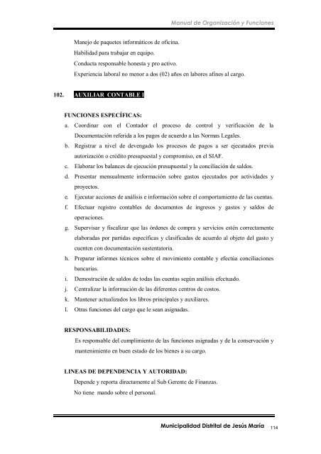 manual de organización y funciones - Municipalidad de Jesús María