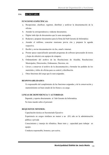 manual de organización y funciones - Municipalidad de Jesús María