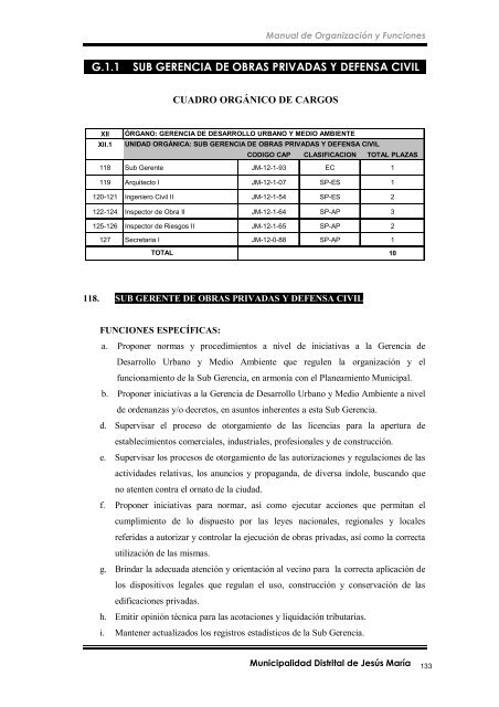 manual de organización y funciones - Municipalidad de Jesús María