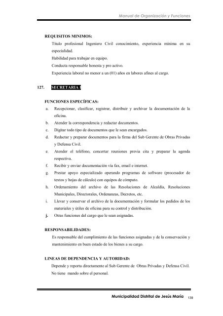 manual de organización y funciones - Municipalidad de Jesús María