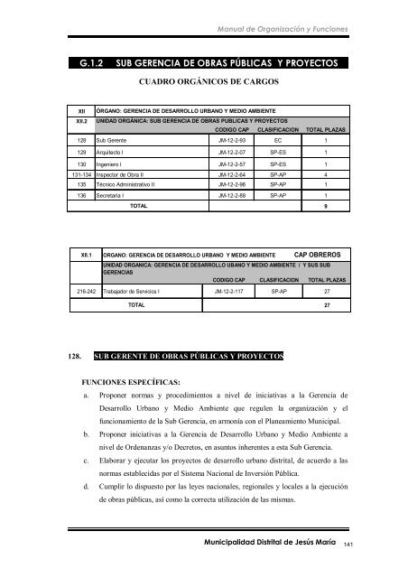 manual de organización y funciones - Municipalidad de Jesús María