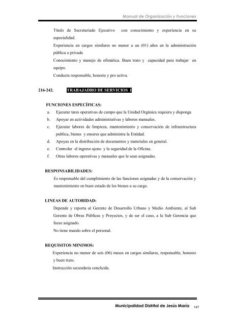 manual de organización y funciones - Municipalidad de Jesús María