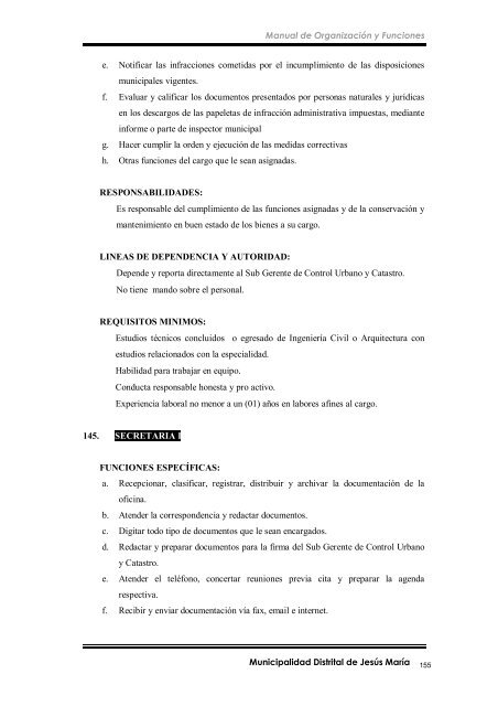 manual de organización y funciones - Municipalidad de Jesús María