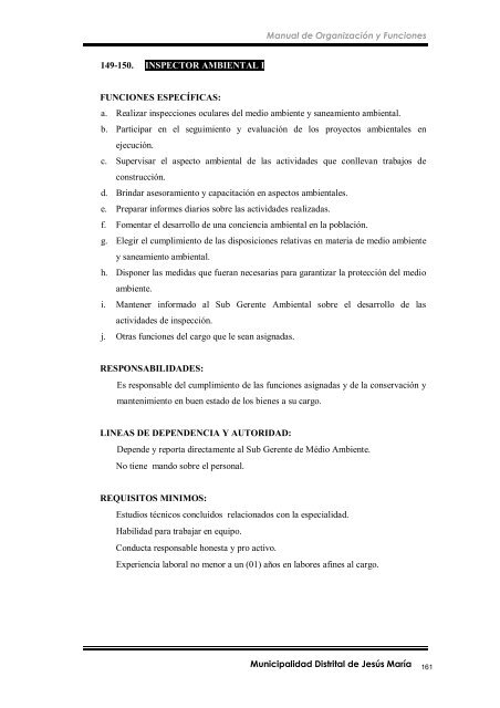 manual de organización y funciones - Municipalidad de Jesús María