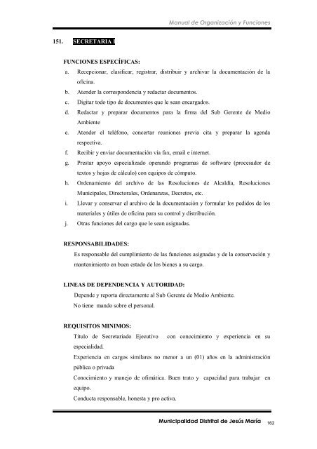 manual de organización y funciones - Municipalidad de Jesús María