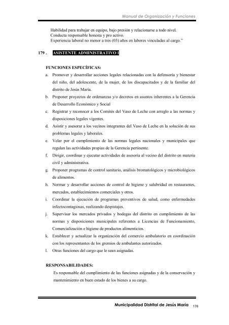 manual de organización y funciones - Municipalidad de Jesús María