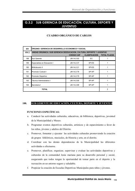 manual de organización y funciones - Municipalidad de Jesús María