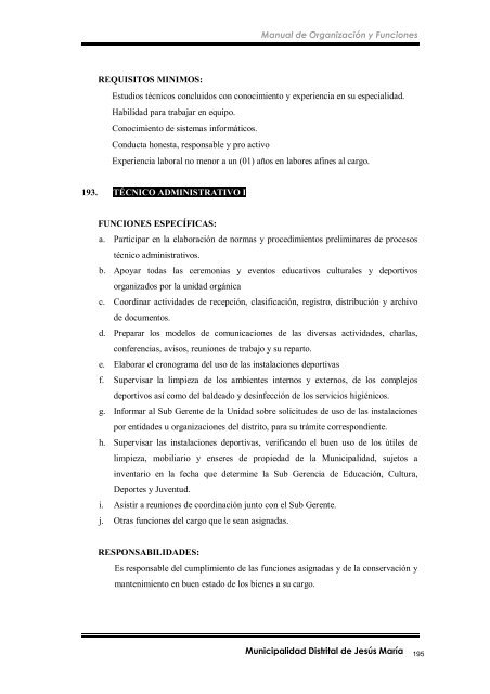 manual de organización y funciones - Municipalidad de Jesús María