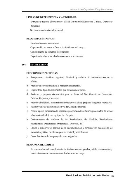 manual de organización y funciones - Municipalidad de Jesús María