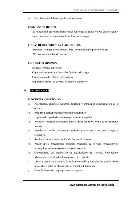 manual de organización y funciones - Municipalidad de Jesús María