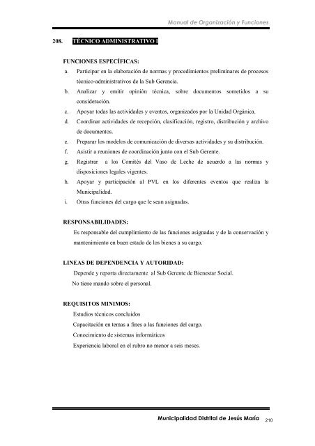 manual de organización y funciones - Municipalidad de Jesús María