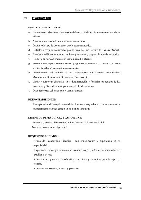 manual de organización y funciones - Municipalidad de Jesús María