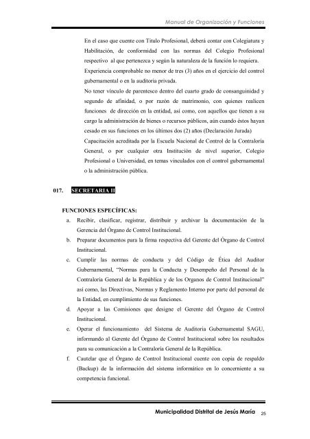 manual de organización y funciones - Municipalidad de Jesús María