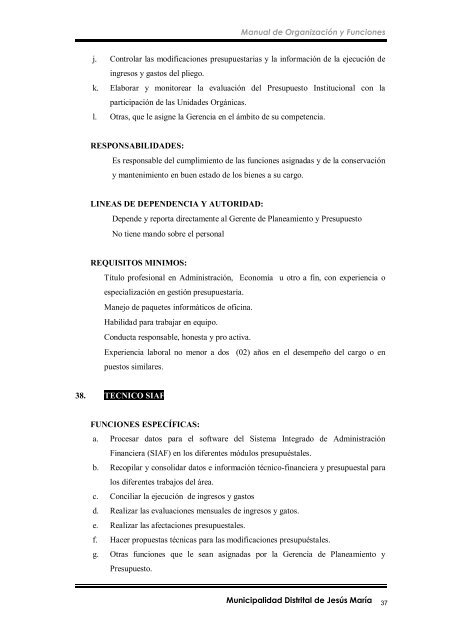 manual de organización y funciones - Municipalidad de Jesús María