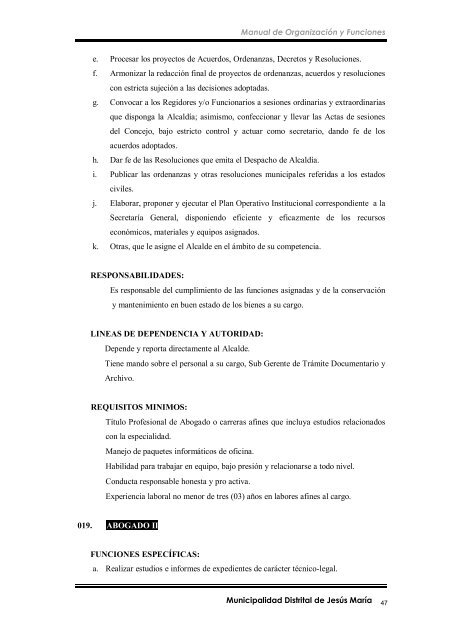 manual de organización y funciones - Municipalidad de Jesús María