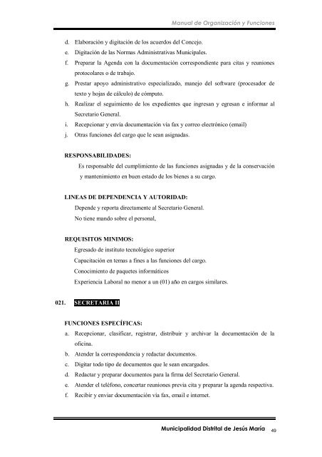 manual de organización y funciones - Municipalidad de Jesús María