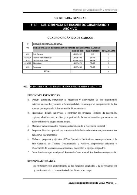 manual de organización y funciones - Municipalidad de Jesús María