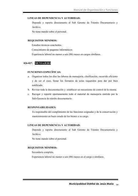 manual de organización y funciones - Municipalidad de Jesús María