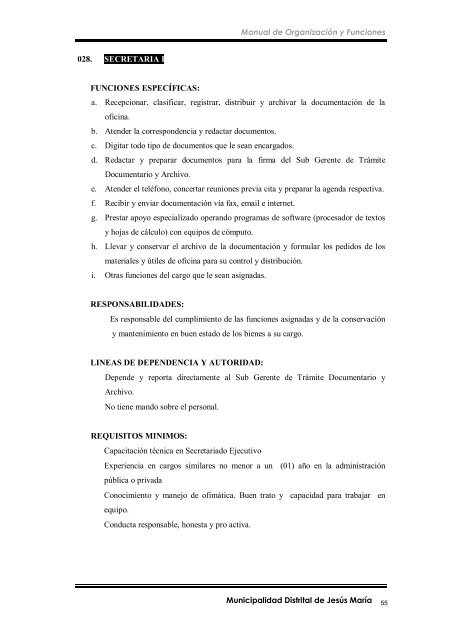 manual de organización y funciones - Municipalidad de Jesús María