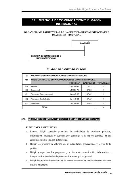 manual de organización y funciones - Municipalidad de Jesús María