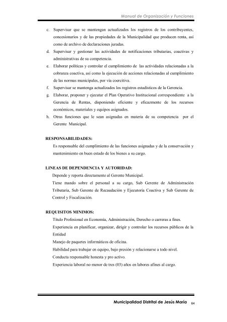 manual de organización y funciones - Municipalidad de Jesús María