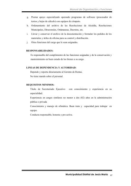 manual de organización y funciones - Municipalidad de Jesús María