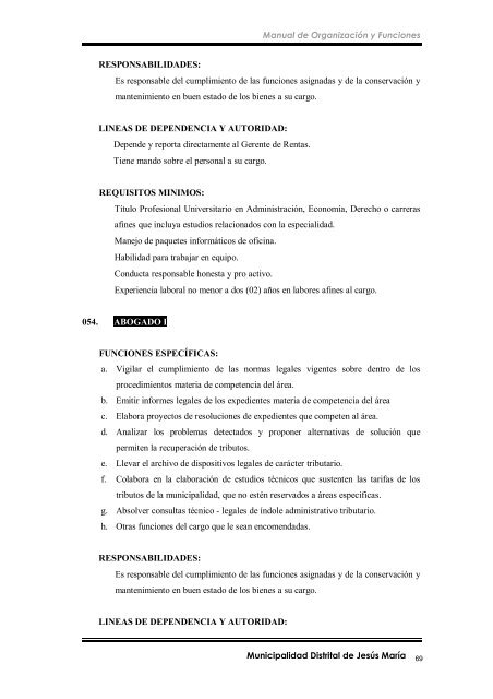 manual de organización y funciones - Municipalidad de Jesús María