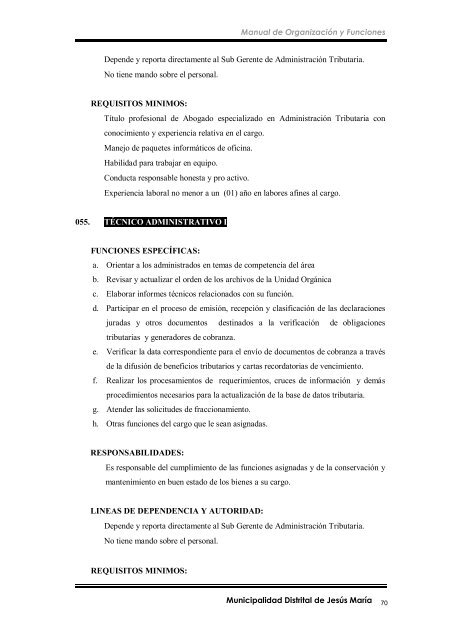 manual de organización y funciones - Municipalidad de Jesús María