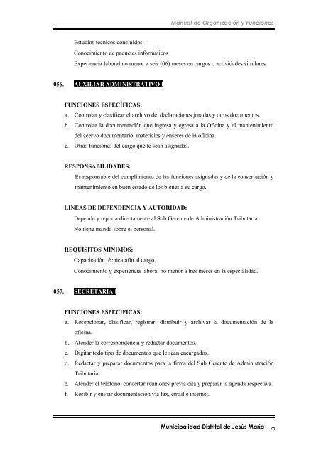 manual de organización y funciones - Municipalidad de Jesús María